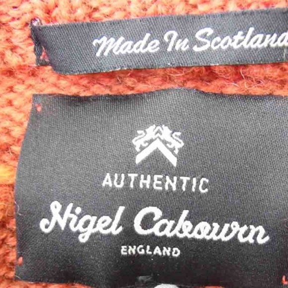 Scottish Geometric Orange Red 100% Wool LEWIS CREW Scotland PERFECT Handmade M - Picture 10 of 13